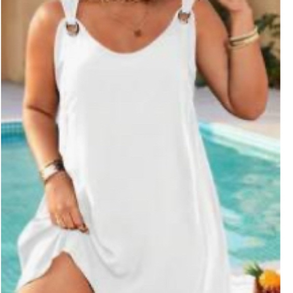 Chic White Swim Cover-Up with Ring Accents